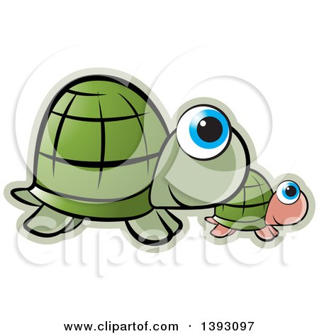 Clipart of Parent and Baby Turtles - Royalty Free Vector Illustration by Lal Perera