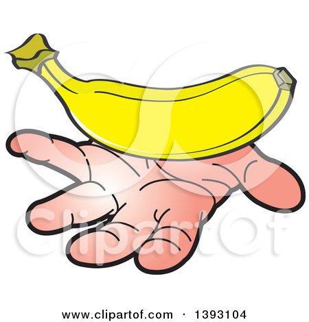 Clipart of a Caucasian Hand Holding a Banana - Royalty Free Vector Illustration by Lal Perera