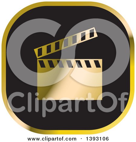 Clipart of a Black and Gold Clapperboard Icon - Royalty Free Vector Illustration by Lal Perera