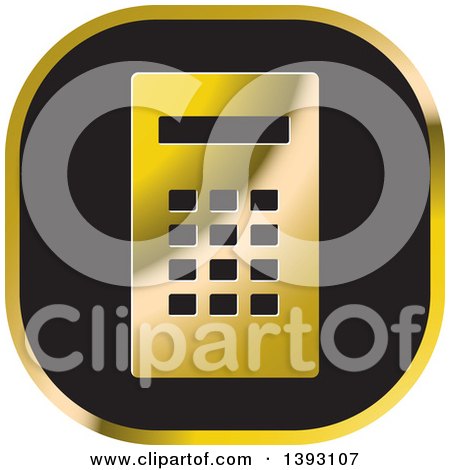 Clipart of a Black and Gold Calculator Icon - Royalty Free Vector Illustration by Lal Perera