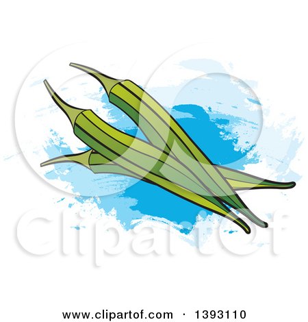 Clipart of Ladyfinger Okra over Paint Strokes - Royalty Free Vector Illustration by Lal Perera