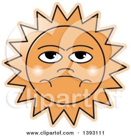 Clipart of a Grumpy Sun - Royalty Free Vector Illustration by Lal Perera