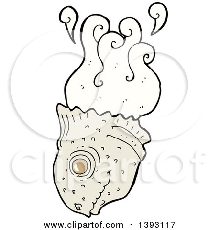 Clipart of a Cartoon Stinky Fish Head - Royalty Free Vector Illustration by lineartestpilot