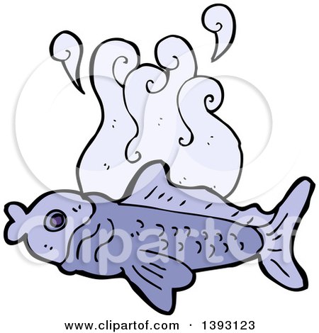 Clipart of a Cartoon Purple Fish - Royalty Free Vector Illustration by lineartestpilot