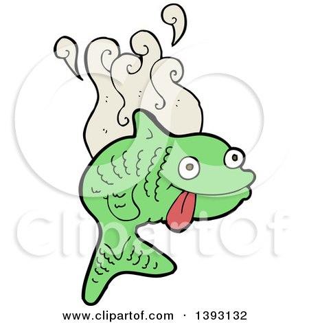 Clipart of a Cartoon Green Fish - Royalty Free Vector Illustration by lineartestpilot