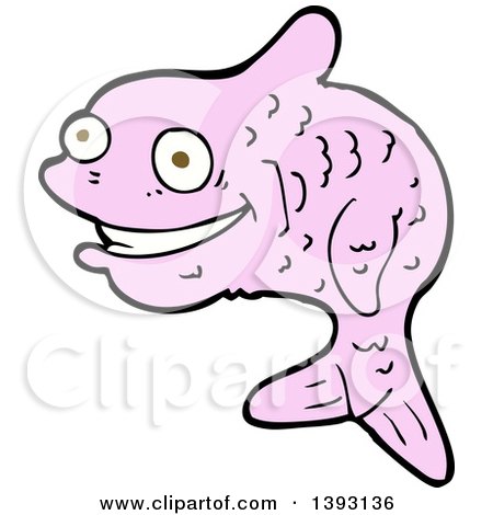 Clipart of a Cartoon Pink Fish - Royalty Free Vector Illustration by lineartestpilot
