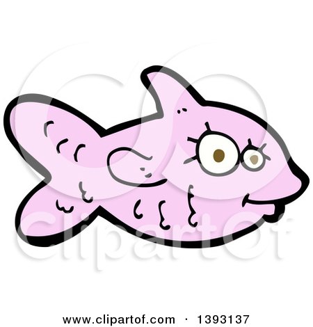 Clipart of a Cartoon Pink Fish - Royalty Free Vector Illustration by lineartestpilot