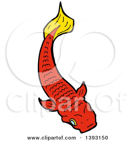 Clipart of a Red Koi Carp Fish - Royalty Free Vector Illustration by lineartestpilot