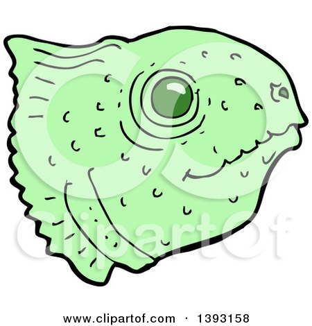Clipart of a Cartoon Fish Head - Royalty Free Vector Illustration by lineartestpilot