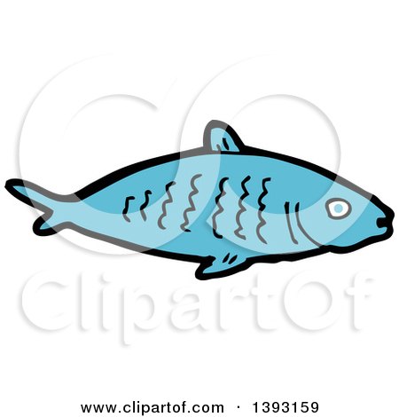 Clipart of a Cartoon Blue Fish - Royalty Free Vector Illustration by lineartestpilot