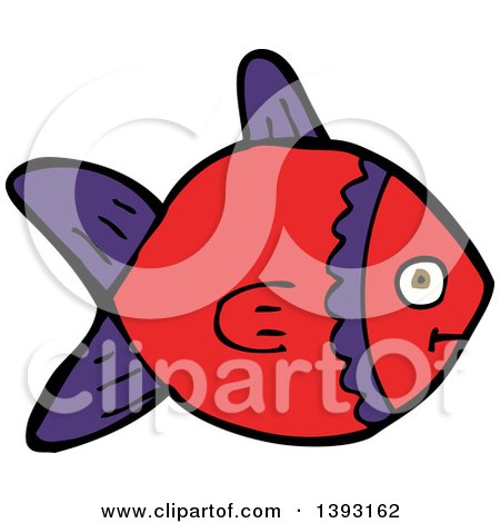 Clipart of a Cartoon Red Fish - Royalty Free Vector Illustration by lineartestpilot