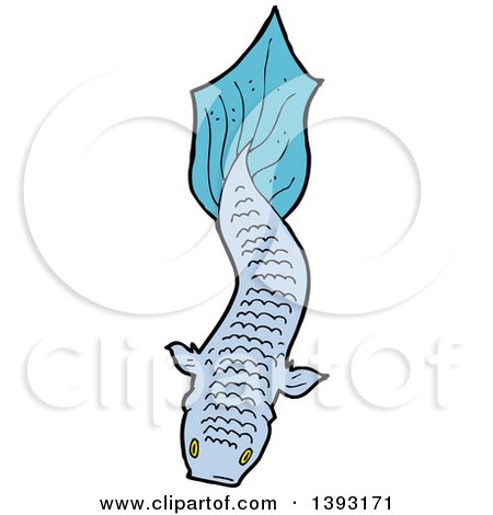 Clipart of a Blue Koi Carp Fish - Royalty Free Vector Illustration by lineartestpilot