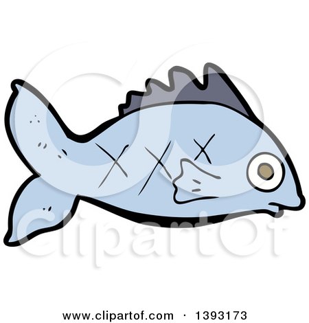 Clipart of a Cartoon Blue Fish - Royalty Free Vector Illustration by lineartestpilot
