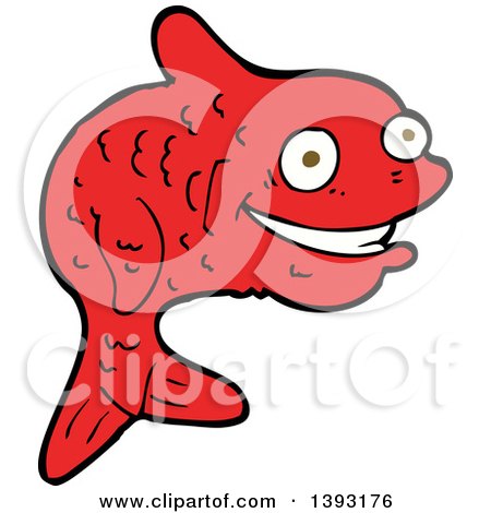 Clipart of a Cartoon Red Fish - Royalty Free Vector Illustration by lineartestpilot
