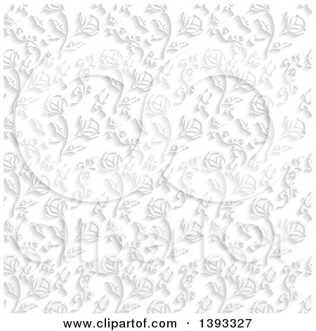Clipart of a Grayscale Seamless Flower Background - Royalty Free Vector Illustration by vectorace