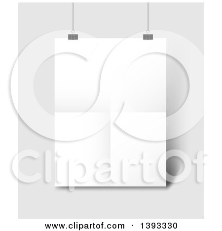 Clipart of a 3d Suspended White Paper Mockup in Grayscale - Royalty Free Vector Illustration by vectorace