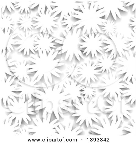 Clipart of a Seamless Grayscale Flower Background Pattern - Royalty Free Vector Illustration by vectorace
