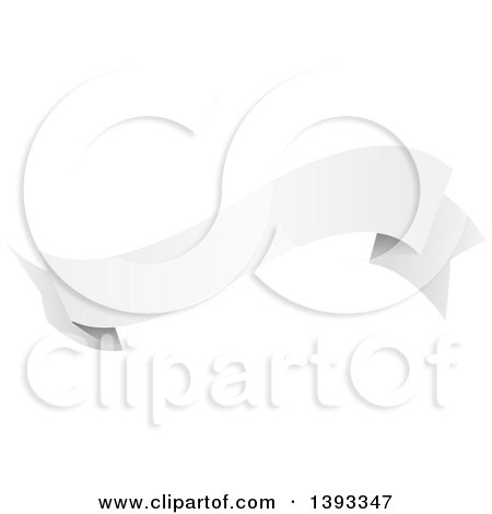 Clipart of a Blank White Flag Ribbon Banner - Royalty Free Vector Illustration by vectorace