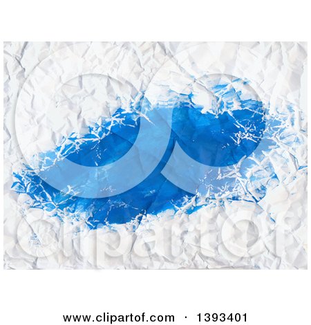 Clipart of a Wrinkled Paper Background with Blue Paint - Royalty Free Vector Illustration by vectorace