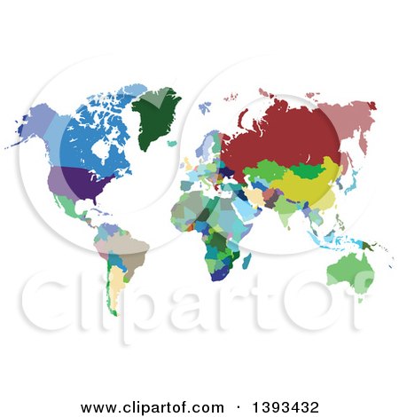 Clipart of a Colorful World Atlas Map - Royalty Free Vector Illustration by vectorace
