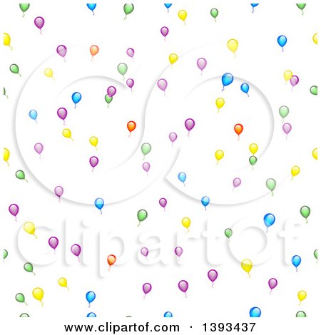 Clipart of a Seamless Background Pattern of Colorful Party Balloons on White - Royalty Free Vector Illustration by vectorace