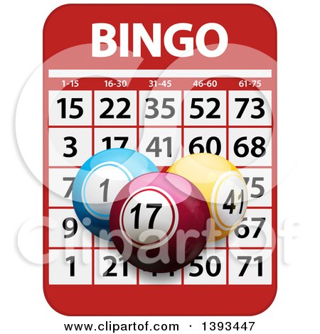 Clipart of a Bingo Card and 3d Balls - Royalty Free Vector Illustration by elaineitalia