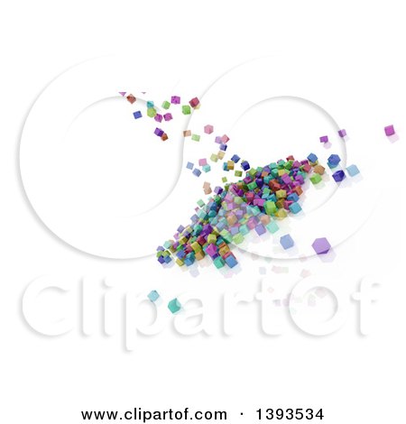 Clipart of a Background of 3d Colorful Falling Blocks on White - Royalty Free Illustration by KJ Pargeter