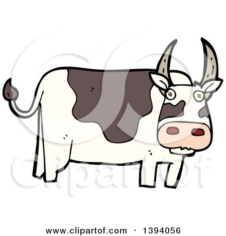 Clipart of a Cartoon Cow Bull - Royalty Free Vector Illustration by lineartestpilot