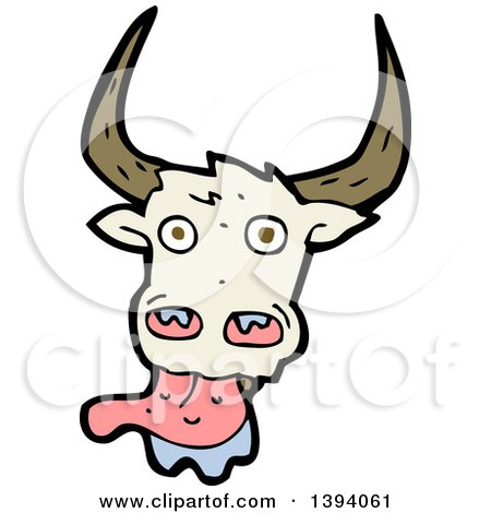 Clipart of a Cartoon Licking Cow Bull - Royalty Free Vector Illustration by lineartestpilot