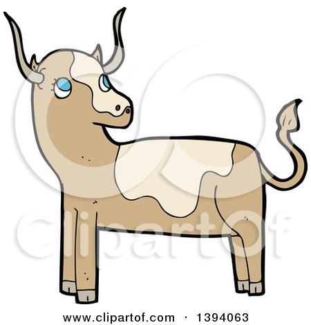 Clipart of a Cartoon Cow Bull - Royalty Free Vector Illustration by lineartestpilot