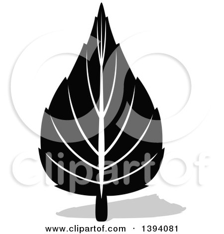 Clipart of a Black and White Leaf and Gray Shadow Design - Royalty Free Vector Illustration by dero