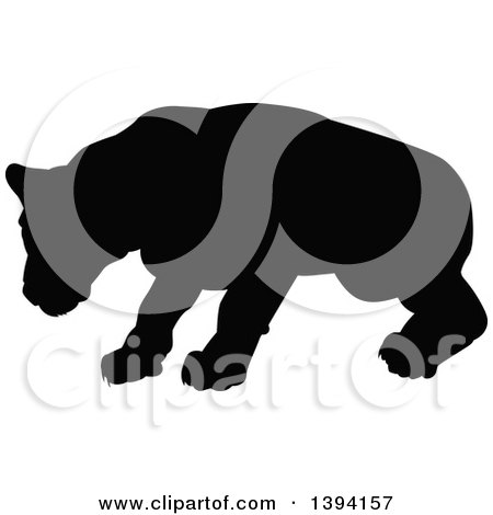 Clipart of a Black Silhouetted Lioness - Royalty Free Vector Illustration by AtStockIllustration