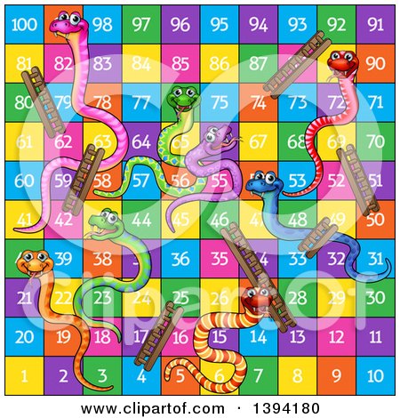 Clipart of a Cartoon Snakes and Ladders Board Game - Royalty Free Vector Illustration by AtStockIllustration