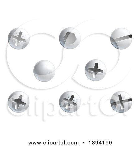 Clipart of Screws, Nuts, Bolts and Rivet Heads - Royalty Free Vector Illustration by AtStockIllustration