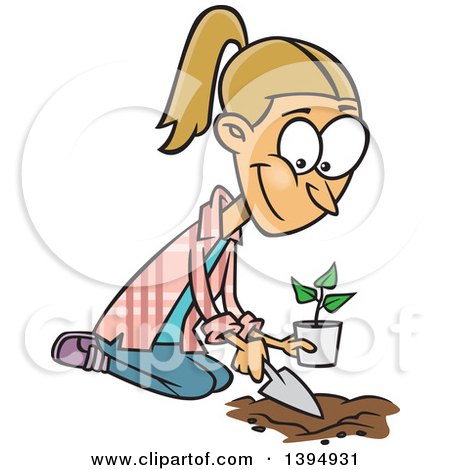 https://images.clipartof.com/small/1394931-Clipart-Of-A-Cartoon-Happy-Blond-Caucasian-Woman-Kneeling-And-Planting-A-Seedling-Royalty-Free-Vector-Illustration.jpg