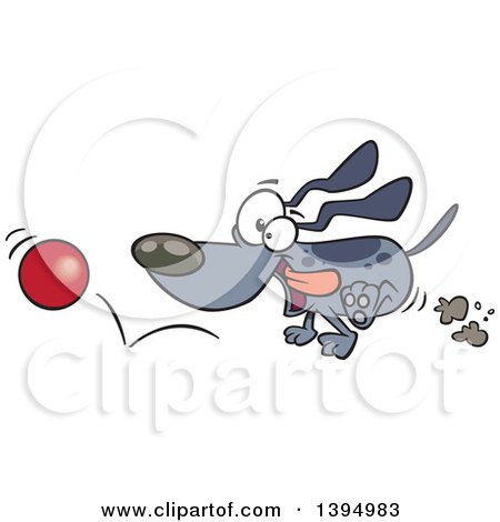 Clipart of a Cartoon Energetic Dog Chasing and Fetching a Ball - Royalty Free Vector Illustration by toonaday