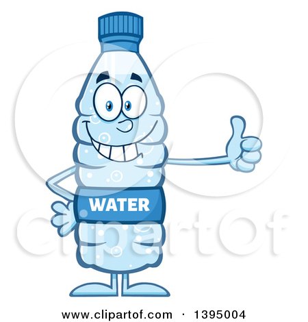 Clipart of a Cartoon Bottled Water Mascot Giving a Thumb up - Royalty Free Vector Illustration by Hit Toon