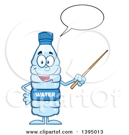 Clipart of a Cartoon Bottled Water Mascot Talking and Using a Pointer Stick - Royalty Free Vector Illustration by Hit Toon