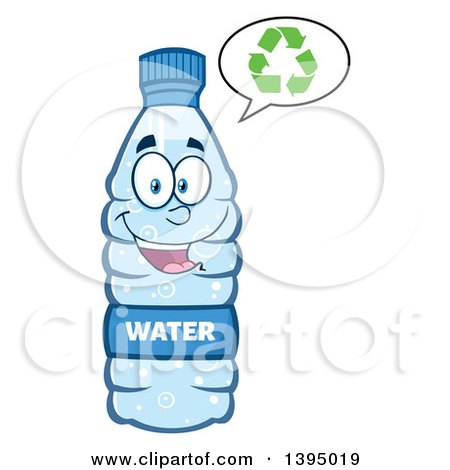 Clipart of a Cartoon Bottled Water Mascot Talking About Recycling - Royalty Free Vector Illustration by Hit Toon