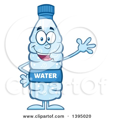 Clipart of a Cartoon Bottled Water Mascot Waving - Royalty Free Vector Illustration by Hit Toon
