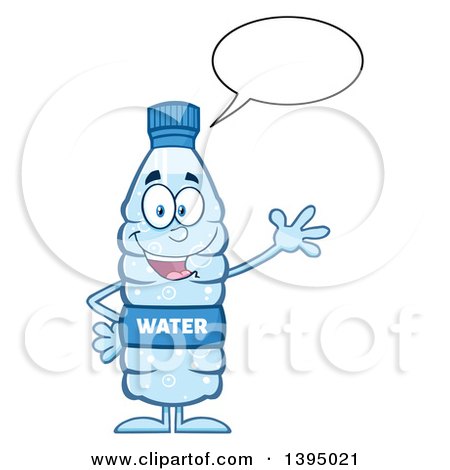 Clipart of a Cartoon Bottled Water Mascot Talking and Waving - Royalty Free Vector Illustration by Hit Toon