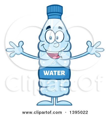 Clipart of a Cartoon Bottled Water Mascot with Open Arms - Royalty Free Vector Illustration by Hit Toon