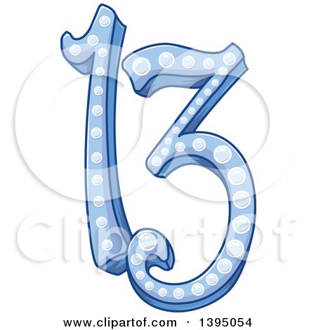 Clipart of a Blue Shiny Number 13 for Bar Mitzvah - Royalty Free Vector Illustration by Liron Peer
