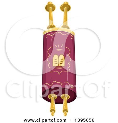 Clipart of a Jewish Torah with Gold Elements - Royalty Free Vector Illustration by Liron Peer