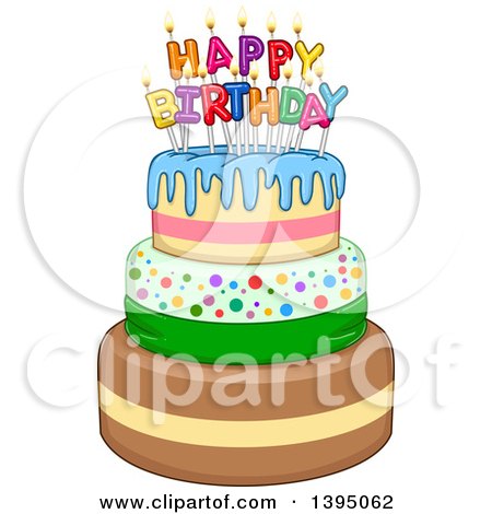 Clipart of a Birthday Cake with Candles - Royalty Free Vector Illustration by Liron Peer