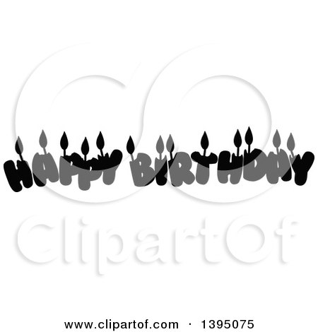 Clipart of Black Silhouetted Happy Birthday Candle Letters - Royalty Free Vector Illustration by Liron Peer