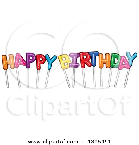 Clipart of Happy Birthday Letters on Sticks - Royalty Free Vector Illustration by Liron Peer