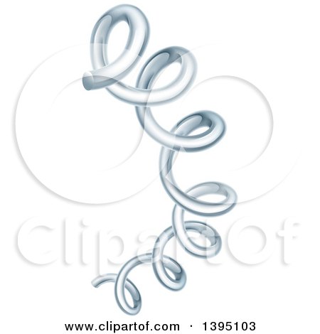 Clipart of a 3d Stretching Silver Coil Spring - Royalty Free Vector Illustration by AtStockIllustration