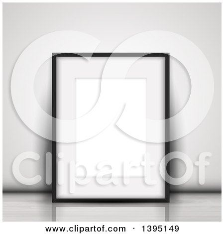 Clipart of a 3d Blank Picture Frame Leaning Against a Wall on a Floor - Royalty Free Vector Illustration by KJ Pargeter