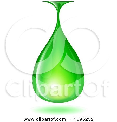 Clipart of a Reflective Green Biofuel or Slime Droplet - Royalty Free Vector Illustration by dero
